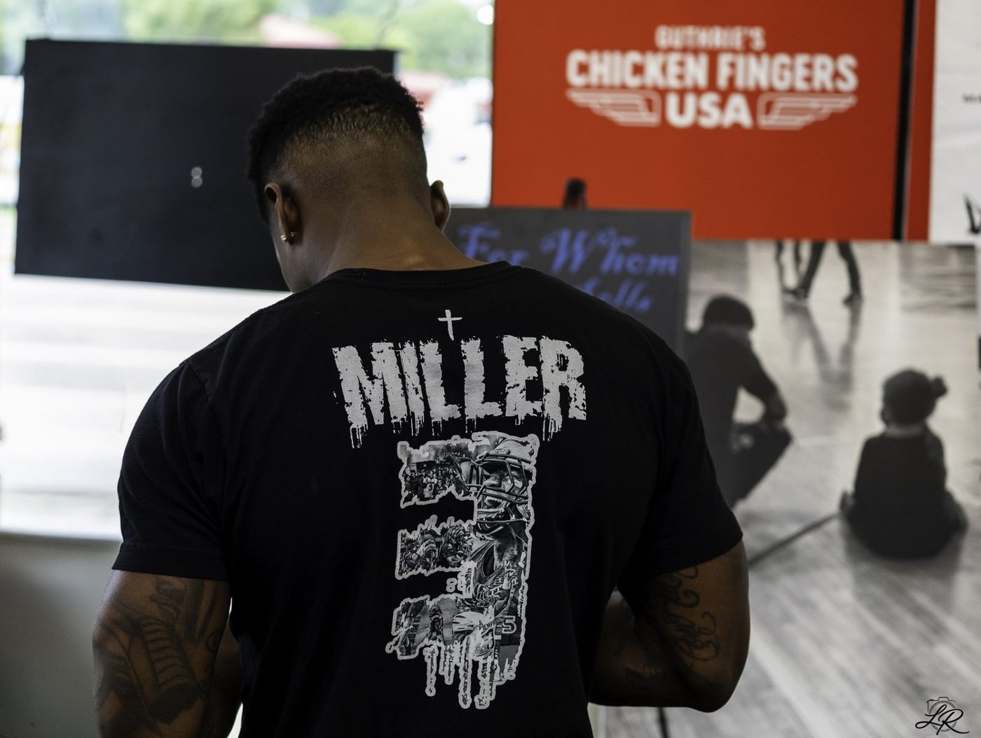 Anthony Miller showing the MILLER jersey back at Guthrie's
